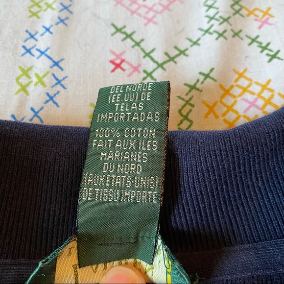 Women's Vintage Lauren Ralph Lauren Navy Blue Long Sleeve Polo - Picture 7 of 8